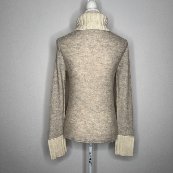 Tory Burch Gretchen Mixed Knit Turtleneck Sweater Cream Size S - Picture 4 of 8